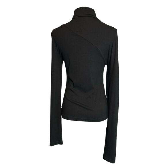 Chentaitai Black Stand Neck Asymmetric Long Sleeve Knit Top size Medium - Picture 13 of 16